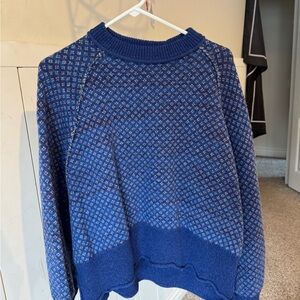 Free People Blue and White Patterned Sweater